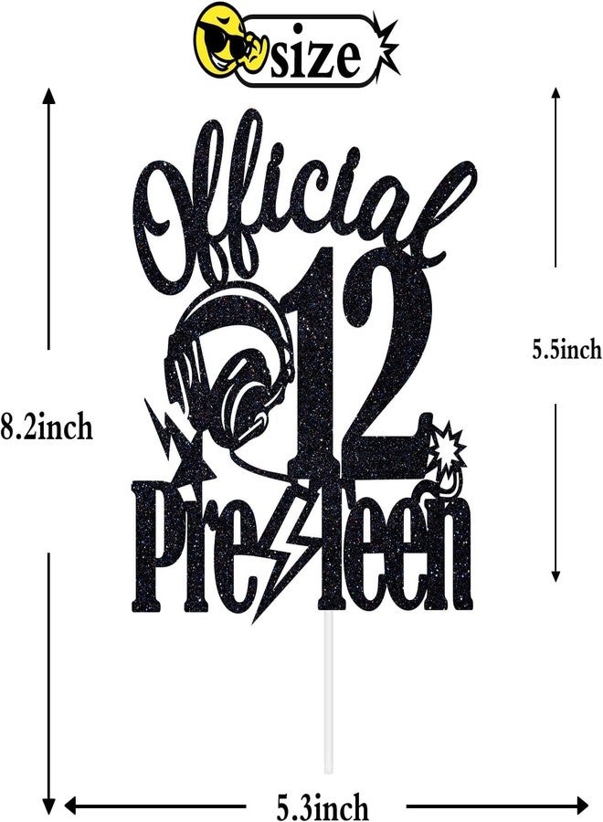 Confetti! Cheerful 12! Official Pre-teen Birthday Cake Topper - Dazzling Black Glitter Decor for 12th Birthday Parties, Perfect Party Supplies for Boys & Girls - Image 2